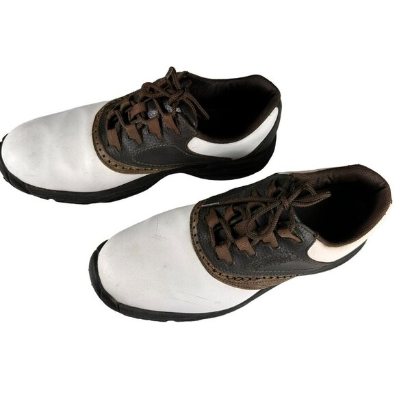 FootJoy Golf Shoes‎ Mens Brown White Saddle Oxford DryJoys Spikes Size 9.5 - Picture 3 of 12